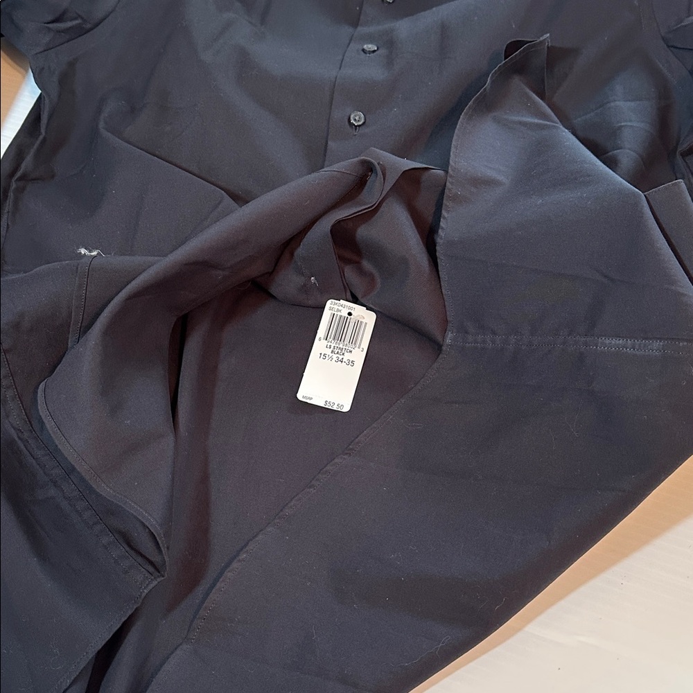 Calvin Klein Long Sleeve Black Cotton Shirt 15.5 34/35 NWT - Picture 10 of 14